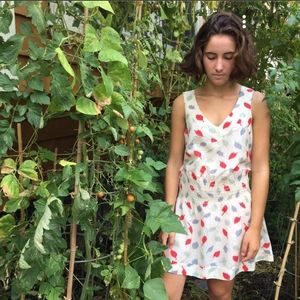 Anthropologie Eloise Women's Leaf Print Chemise Sleeveless Mini Dress